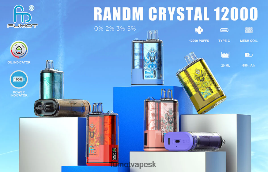 Fumot Vape Sale - Fumot Crystal 20ml 12000 jednorazová škatuľka na cigarety (1 kus) jahodové hrozno F626DT279