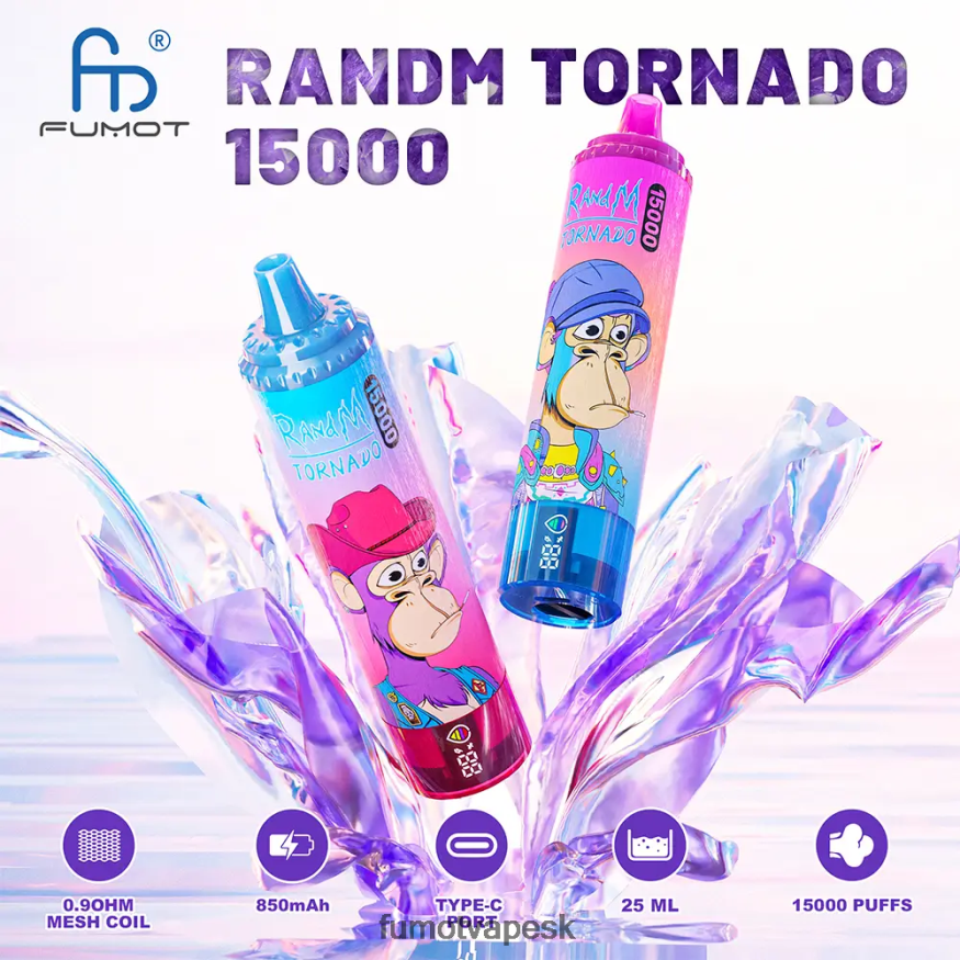 Fumot Cena - Fumot Tornado 15 000 jednorazová vanička - 25 ml (1 kus) jahodové kiwi F626DT184