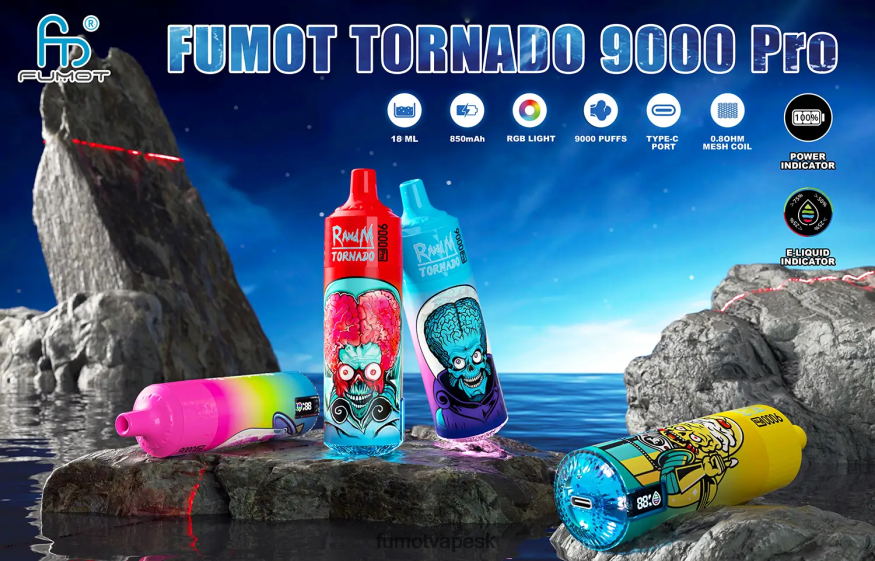 Fumot Cena - Fumot Tornado 1 kus jednorazovej vapky 9000 pro 18 ml ananás F626DT224