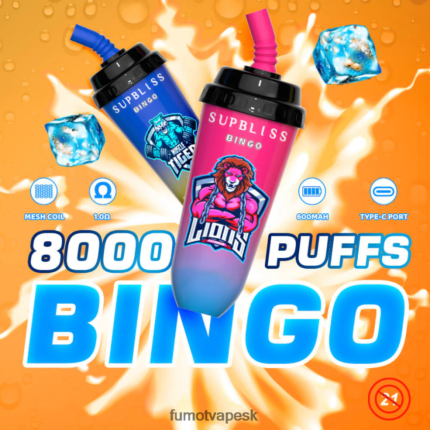 Fumot Cena - Fumot Supbliss Bingo 16 ml 8000 jednorazový vape pod prístroj (1 kus) broskyňa mango F626DT404